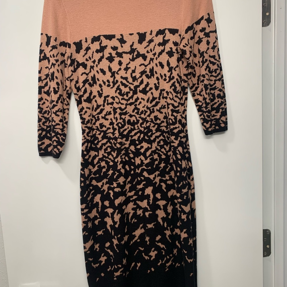 Vintage Boston Proper Elegant Black and Tan  3/4 Sleeve Dress - Picture 4 of 4